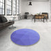 Round Patterned Sky Blue Rug in a Office, pat3827blu