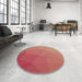 Round Patterned Fire Red Rug in a Office, pat3827brn