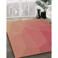 Patterned Fire Red Rug, pat3827brn