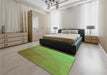 Patterned Olive Green Rug in a Bedroom, pat3827grn