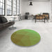 Round Patterned Olive Green Rug in a Office, pat3827grn