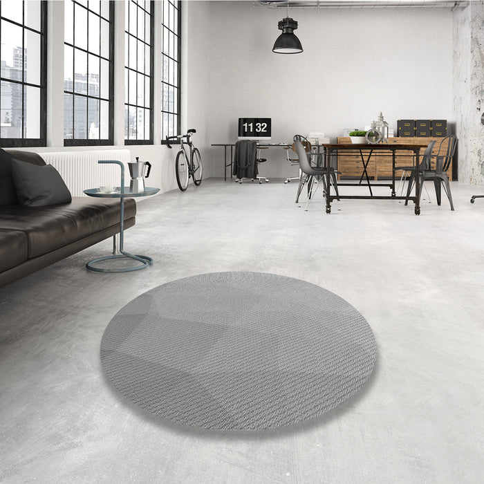Round Patterned Cloud Gray Rug in a Office, pat3827gry