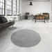 Round Patterned Cloud Gray Rug in a Office, pat3827gry