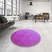 Round Patterned Fuchsia Magenta Purple Rug in a Office, pat3827pur