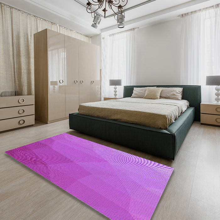 Patterned Fuchsia Magenta Purple Rug in a Bedroom, pat3827pur