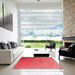 Square Patterned Red Rug in a Living Room, pat3827rd