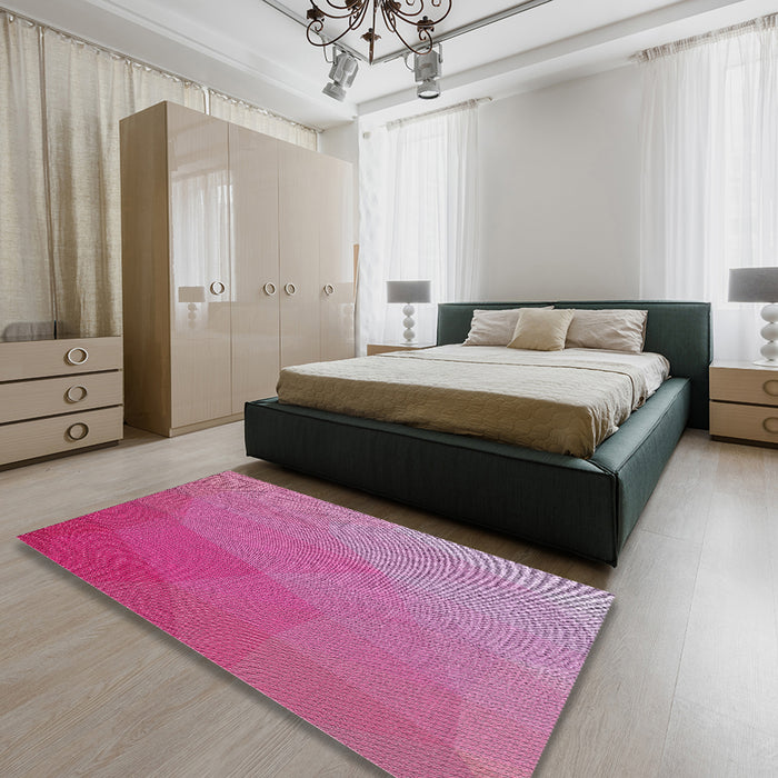 Machine Washable Transitional Pink Rug in a Bedroom, wshpat3827
