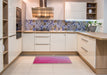 Patterned Pink Modern Rug in a Kitchen, pat3827