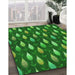 Machine Washable Transitional Dark Green Rug in a Family Room, wshpat3828grn