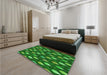 Patterned DarkGreen Rug in a Bedroom, pat3828grn