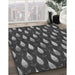 Patterned Charcoal Black Rug in Family Room, pat3828gry