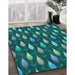 Machine Washable Transitional Medium Teal Green Rug in a Family Room, wshpat3828lblu