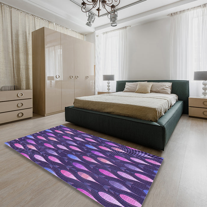 Patterned Medium Purple Rug in a Bedroom, pat3828pur