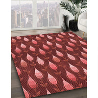 Patterned Cranberry Red Rug, pat3828rd