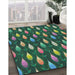 Patterned Green Novelty Rug in Family Room, pat3828