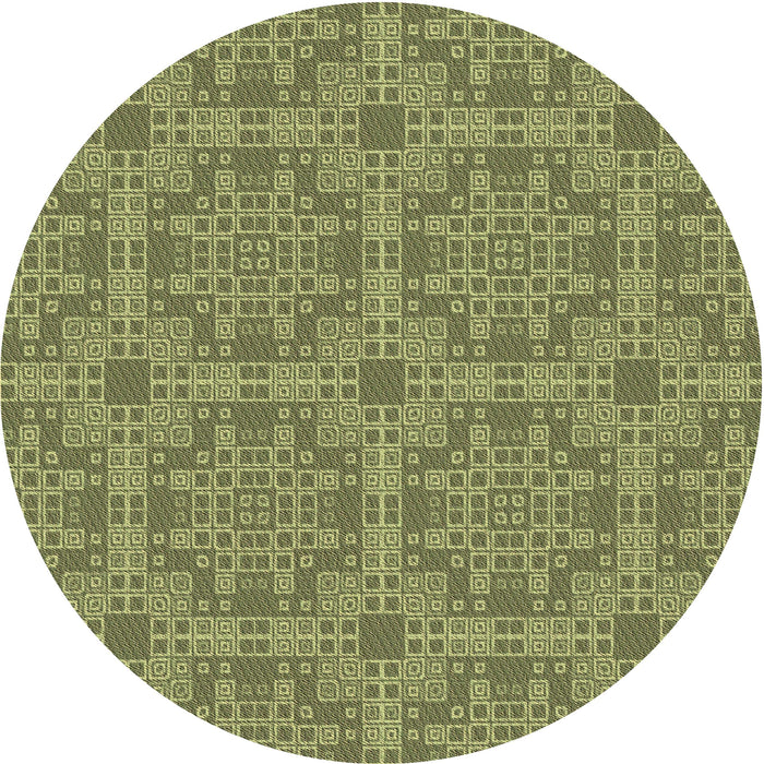 Square Patterned Green Rug, pat3829brn