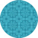 Square Patterned Dark Turquoise Green Rug, pat3829lblu