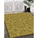 Patterned Yellow Rug in Family Room, pat3829org