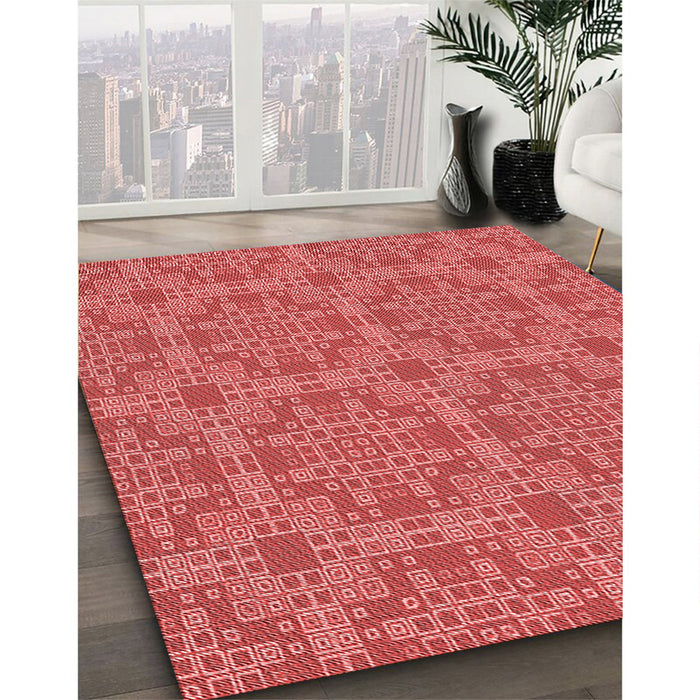 Patterned Red Rug in Family Room, pat3829rd