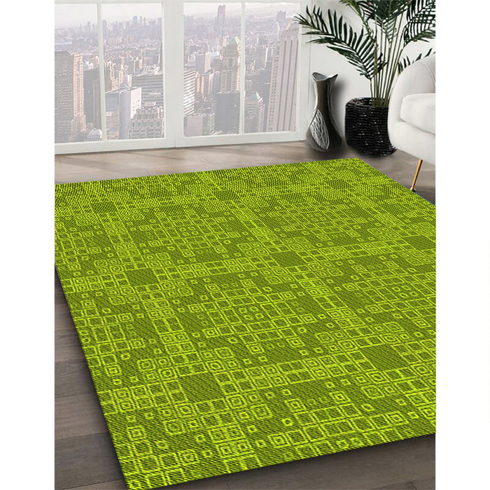 Patterned Pistachio Green Rug in Family Room, pat3829yw