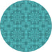 Square Machine Washable Transitional Dark Cyan Green Rug, wshpat3829