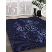 Patterned Black Rug, pat383blu