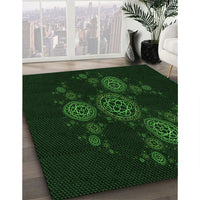 Patterned Deep Emerald Green Rug, pat383grn