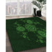 Machine Washable Transitional Deep Emerald Green Rug in a Family Room, wshpat383grn