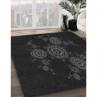 Patterned Black Rug, pat383gry