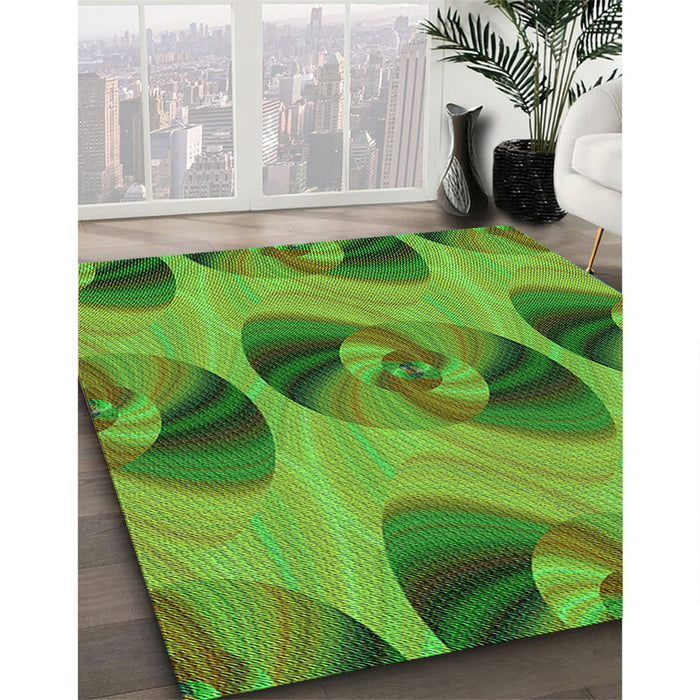 Machine Washable Transitional Green Rug in a Family Room, wshpat3830grn