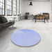 Round Patterned Sky Blue Rug in a Office, pat3831blu