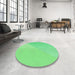 Round Patterned Green Rug in a Office, pat3831grn