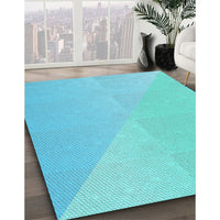 Patterned Bright Turquoise Blue Rug, pat3831lblu