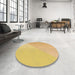 Round Patterned Bold Yellow Rug in a Office, pat3831org