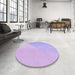 Round Patterned Purple Mimosa Purple Rug in a Office, pat3831pur