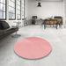 Round Patterned Pink Rug in a Office, pat3831rd