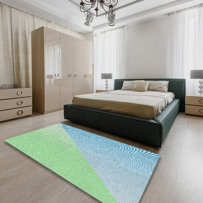 Machine Washable Transitional Magic Mint Green Rug in a Bedroom, wshpat3831