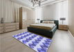 Patterned Blue Rug in a Bedroom, pat3832blu