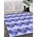 Patterned Blue Rug in Family Room, pat3832blu