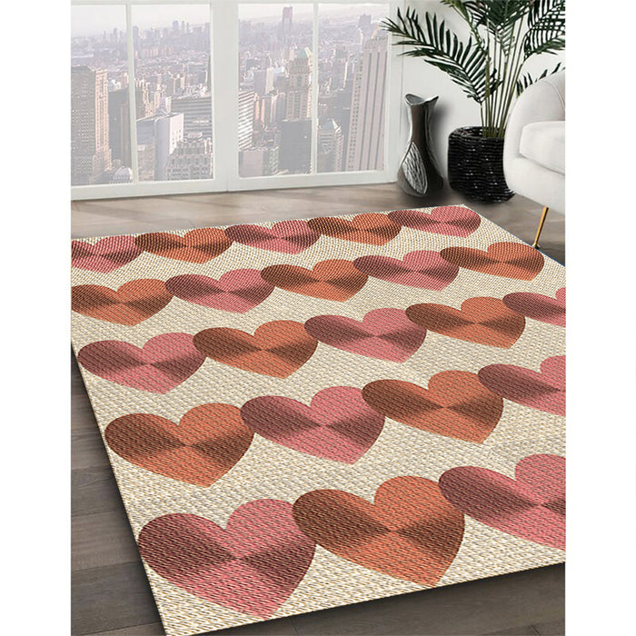 Patterned Red Rug in Family Room, pat3832brn