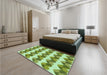 Patterned Pastel Green Rug in a Bedroom, pat3832grn