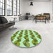 Round Patterned Pastel Green Rug in a Office, pat3832grn