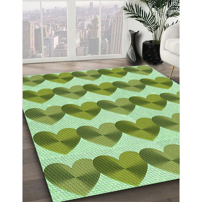 Machine Washable Transitional Pastel Green Rug in a Family Room, wshpat3832grn