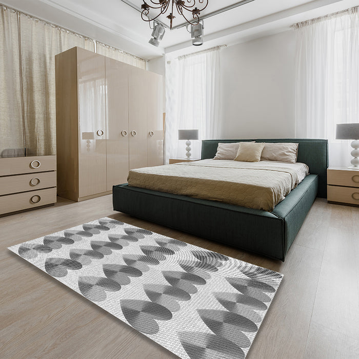 Patterned Platinum Gray Rug in a Bedroom, pat3832gry