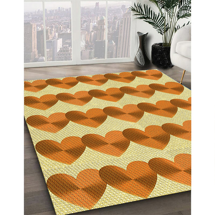 Patterned Orange Red Orange Rug in Family Room, pat3832yw
