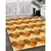 Patterned Orange Red Orange Rug in Family Room, pat3832yw