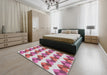 Machine Washable Transitional Pink Violet Pink Rug in a Bedroom, wshpat3832