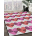 Patterned Pink Violet Pink Novelty Rug in Family Room, pat3832