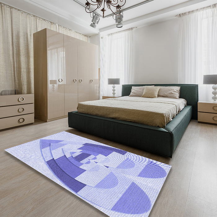 Patterned Blue Rug in a Bedroom, pat3833blu