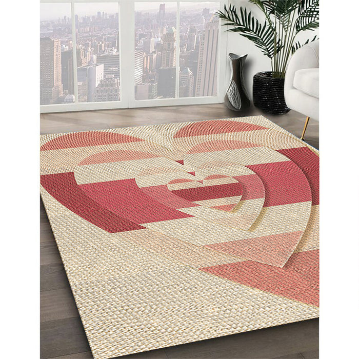 Patterned Golden Blonde Gold Rug in Family Room, pat3833brn